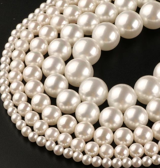 Natural White Shell Pearl Round Loose Beads For Jewelry Making Choker Making Diy Bracelet Jewellery 2/3/4/6/8/mm Wholesale15''
