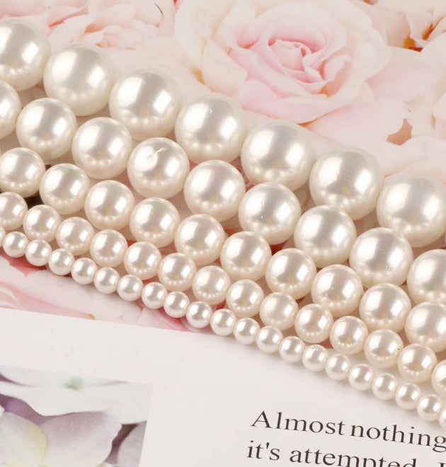Natural White Shell Pearl Round Loose Beads For Jewelry Making Choker Making Diy Bracelet Jewellery 2/3/4/6/8/mm Wholesale15''