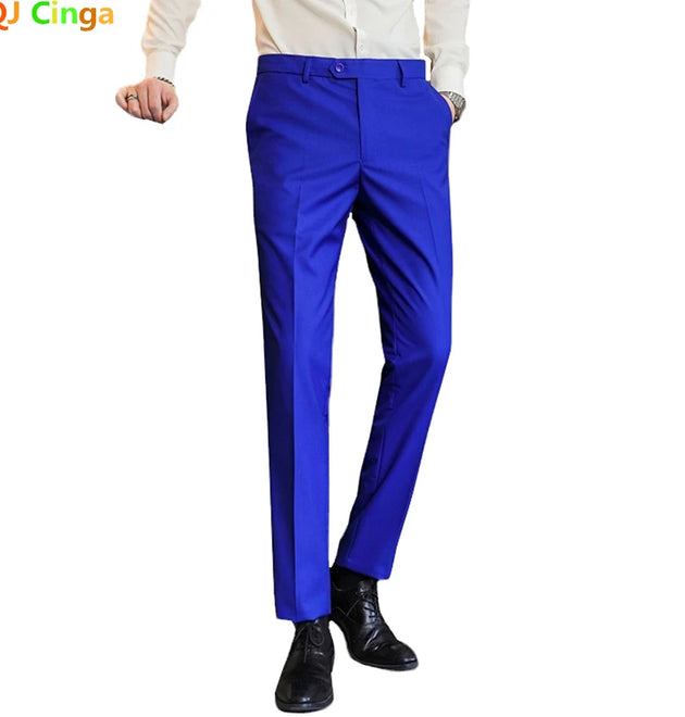 Royal Blue Pants, Men Formal Dress Trousers, Red Green Black White Pantalones Hombre, Asian Size Man Slacks,M-5XL 6XL