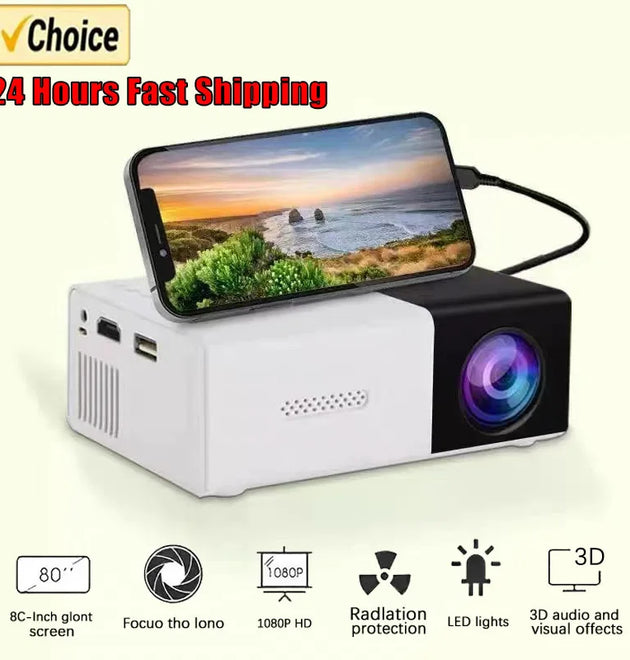 Mini Portable Projector for Home Theater - Smart TV