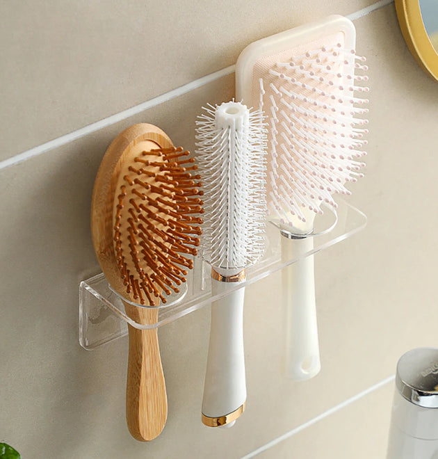 Acrylic Comb Holder Organizer Storage Shelf Clear Transparent Wall-Mounted Hair Brushes Rack Bathroom Accessories Home Shelves