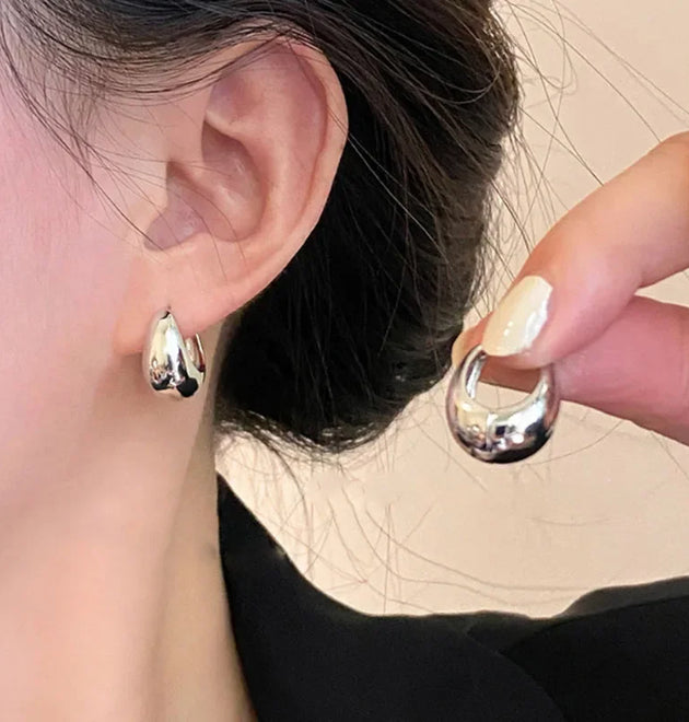 925 Sterling Silver Vintage Gold Round Earrings For Women Trendy Earring Jewelry Prevent Allergy Party Accessories Gift