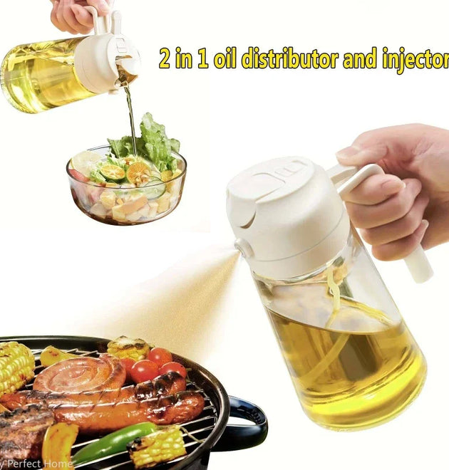 2-in-1 Plastic Spray Oil Bottle - 500ml
