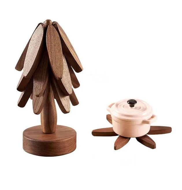 Artisanal Wooden Coasters Trivets Set
