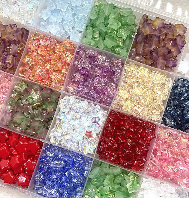 30pcs 8mm AB Color Five-pointed Star Beads Czech Glass Loose Spacer Beads  for Jewelry Making Hairpin Handmade DIY Accessories