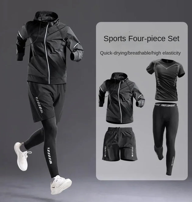 All-Season Men's Sportswear Set/Suit - Tracksuit for Running, Cycling, Fitness & Hiking,gym clothing men, jogging, boxing,5 pcs