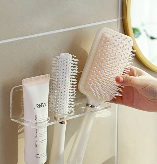 Acrylic Comb Holder Organizer Storage Shelf Clear Transparent Wall-Mounted Hair Brushes Rack Bathroom Accessories Home Shelves