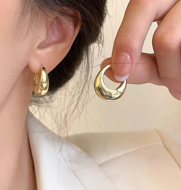 925 Sterling Silver Vintage Gold Round Earrings For Women Trendy Earring Jewelry Prevent Allergy Party Accessories Gift