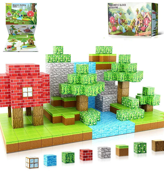 Magnetic Blocks - Build Mine Magnet World Edition Magnetic  Cubes Construction Toys for Boys Girls STEM Montessori Sensory Toys