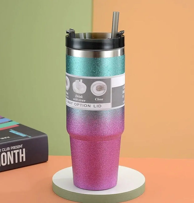 Stainless Steel Water Bottle with Straw - Tumbler