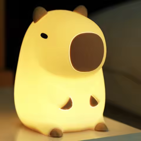 Cute Capybara Night Light for Kids – Soft Silicone Nursery Lamp | USB Rechargeable, Touch Control, Safe Bedside Sleep Light