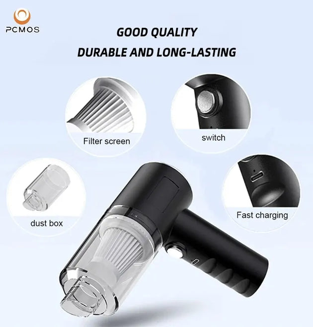 Wireless Vacuum Cleaner Dual Use for Home and Car 120W High Power Powerful Vacuum Cleaner Black PCMOS 1PC